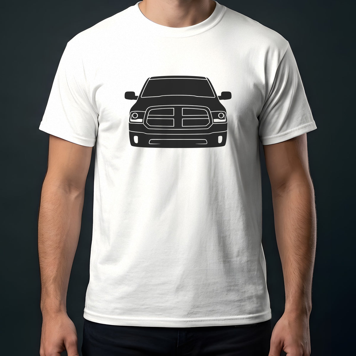 Ram 1500 2013-2018 front view t-shirt in White