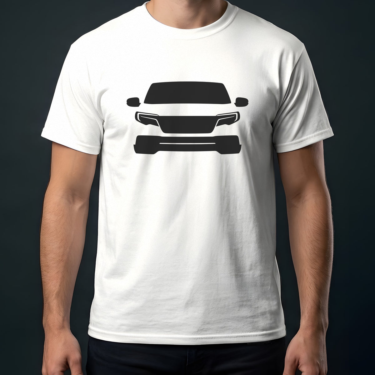 Honda Ridgeline 2017-2026 front view t-shirt in White
