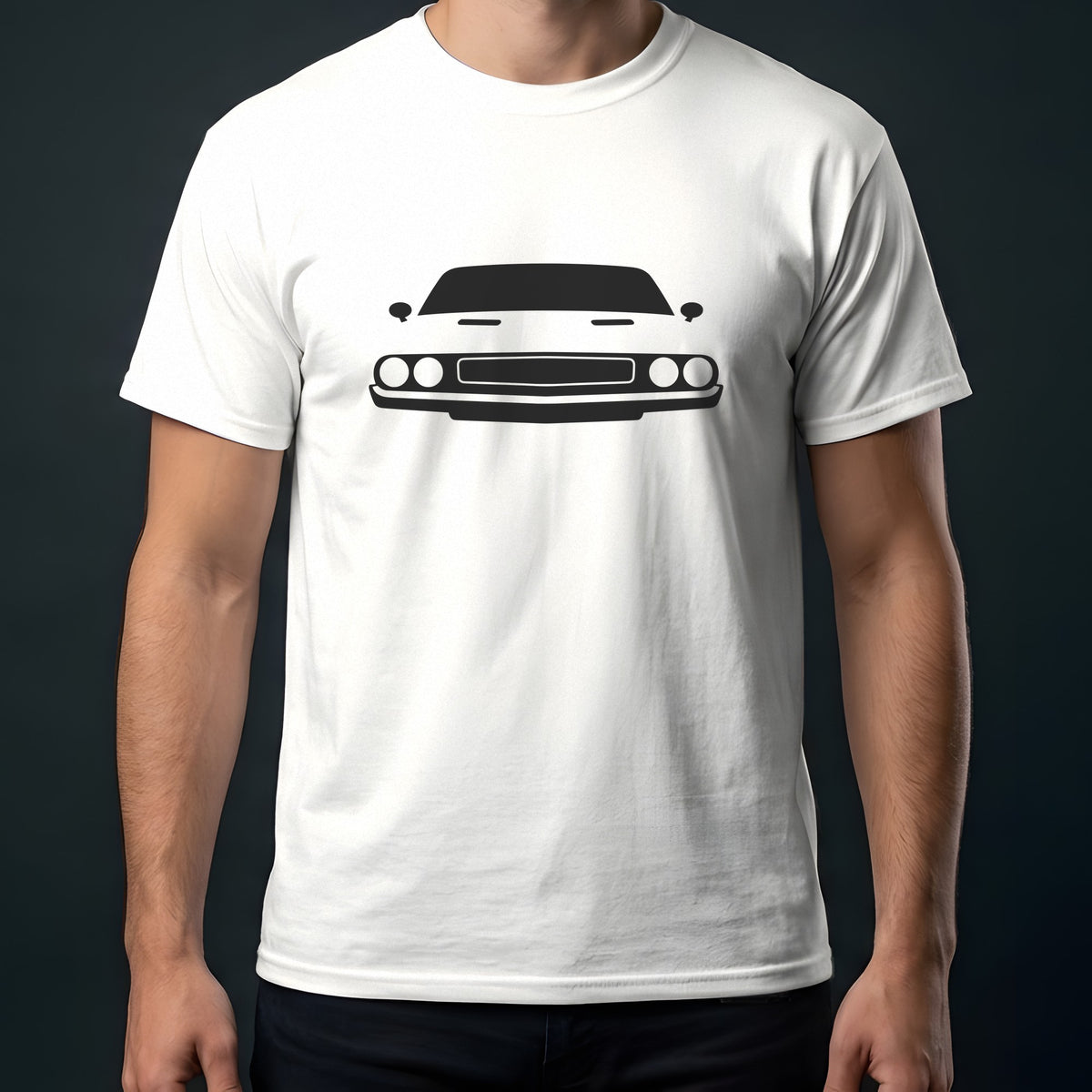 Dodge Challenger 1970-1974 front view t-shirt in White