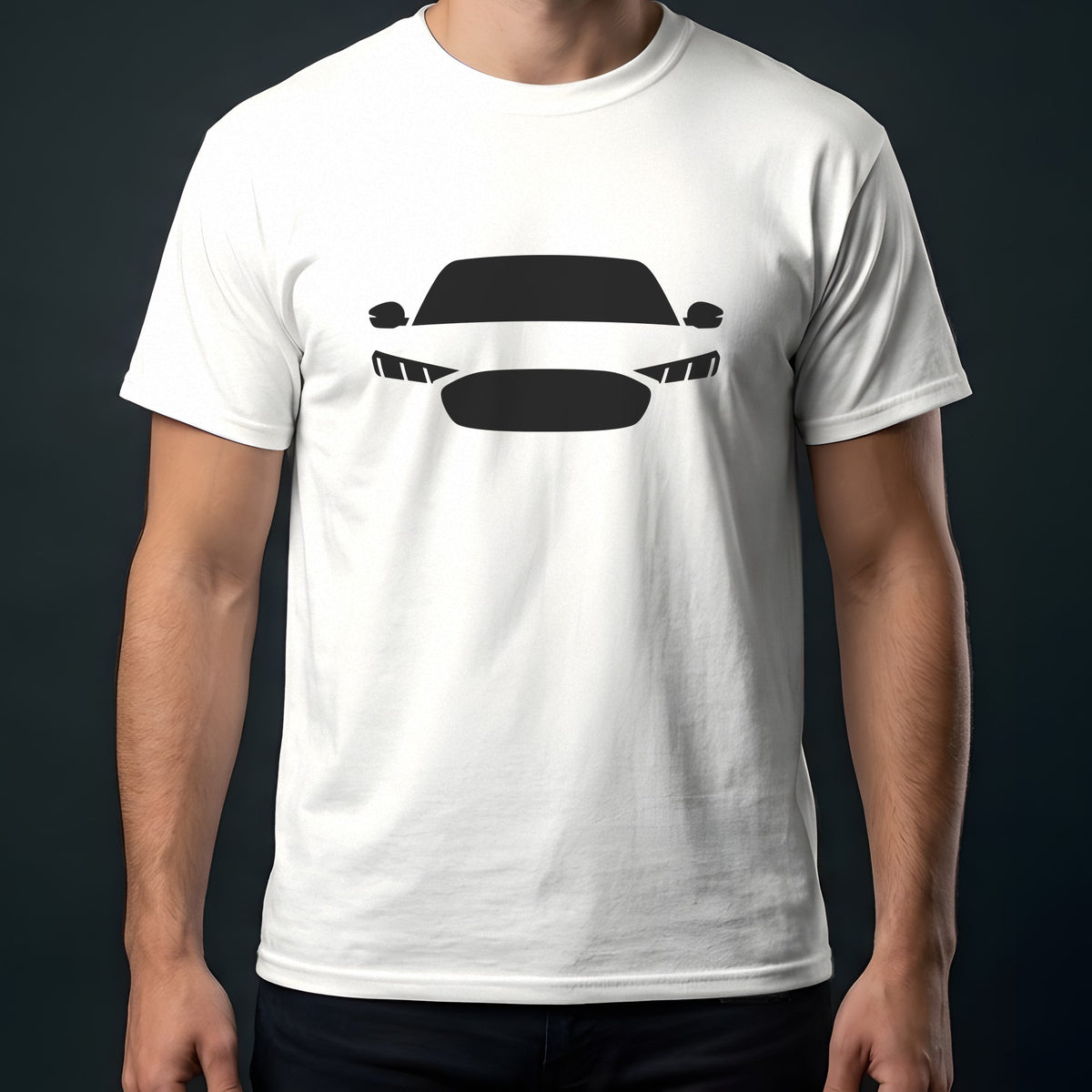 Ford Mustang Mach-E 2021-2026 front view t-shirt in White