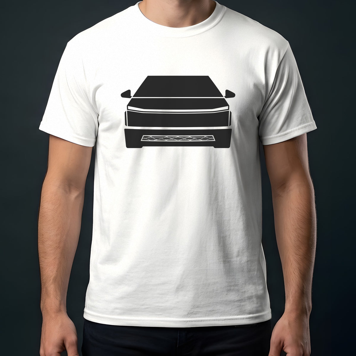 Tesla Cybertruck 2024-2026 front view t-shirt in White