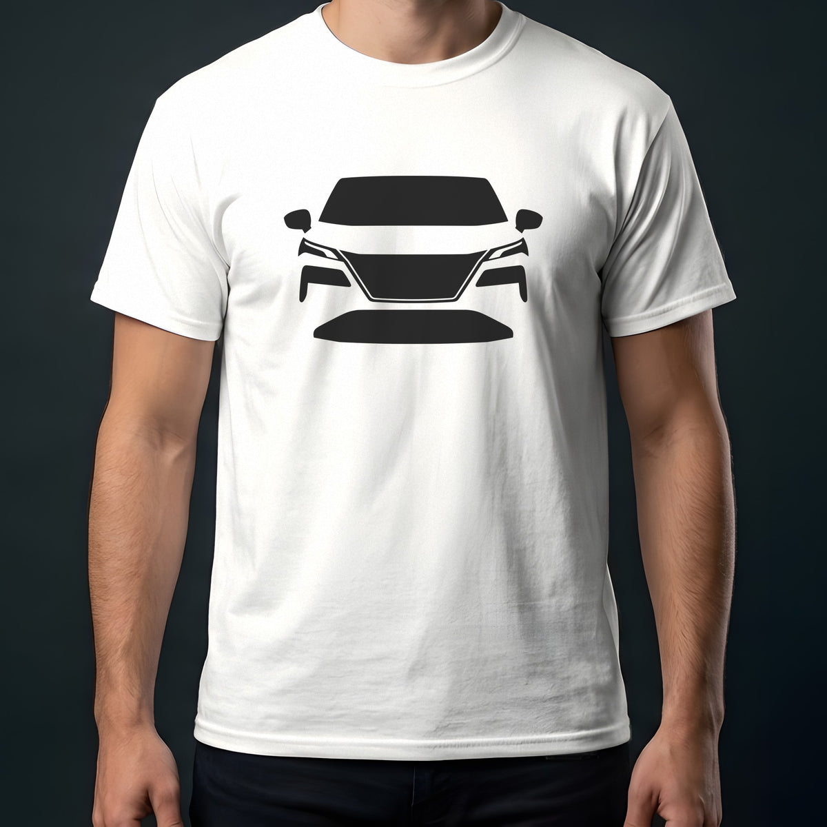 Nissan Rogue 2021-2026 front view t-shirt in White