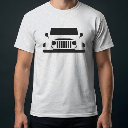 Jeep Wrangler TJ 1997-2006 front view t-shirt in Ash