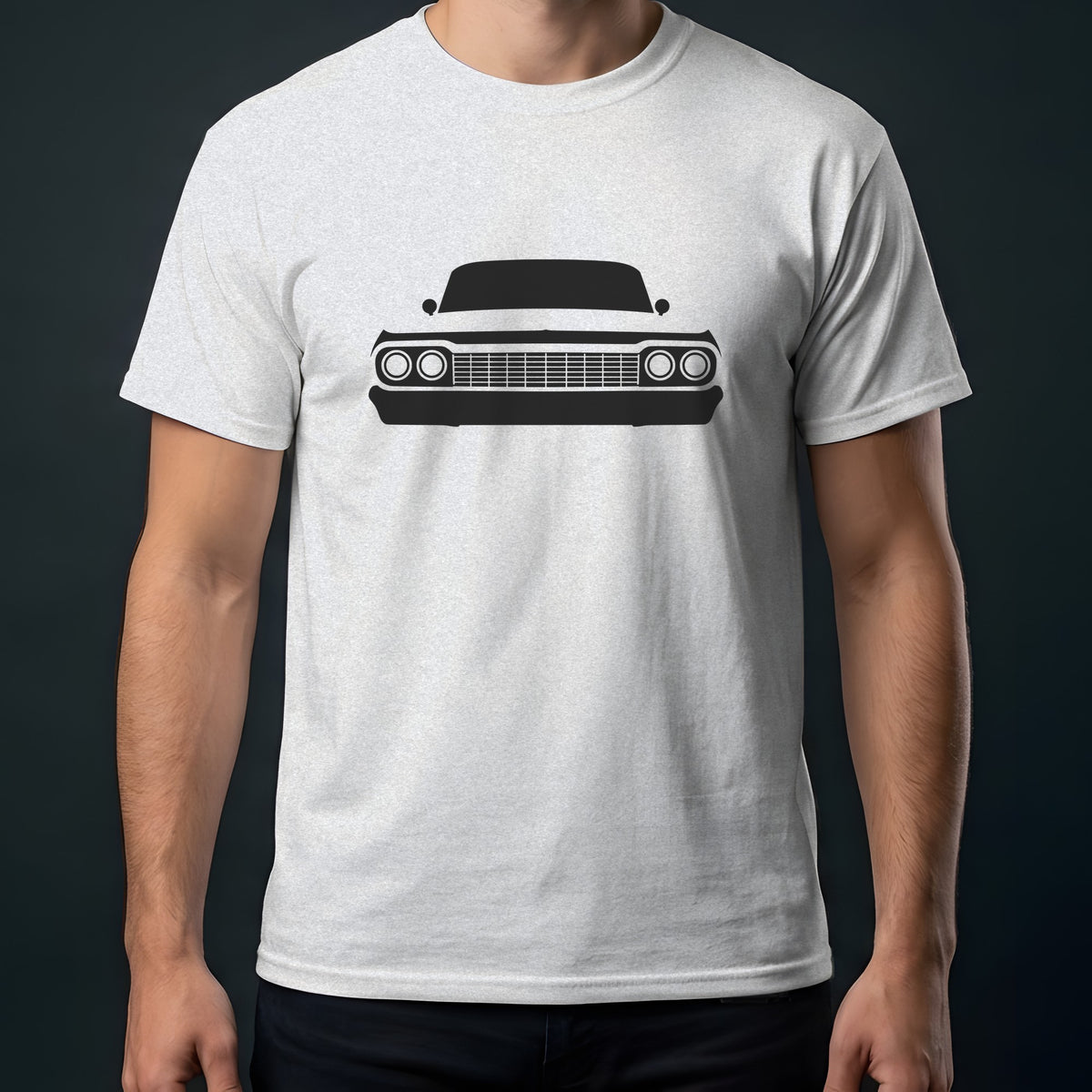 Chevrolet Impala 1958-1964 front view t-shirt in Ash