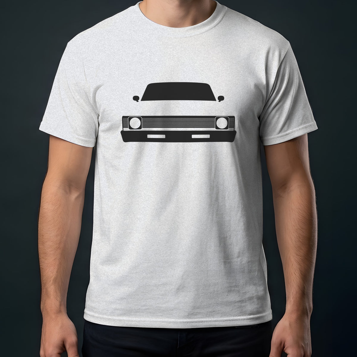 Chevrolet Nova SS 1968-1974 front view t-shirt in Ash