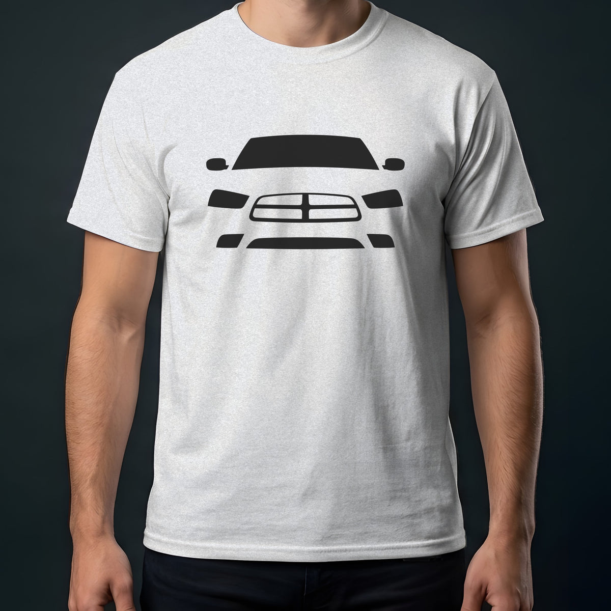 Dodge Charger 2011-2014 front view t-shirt in Ash
