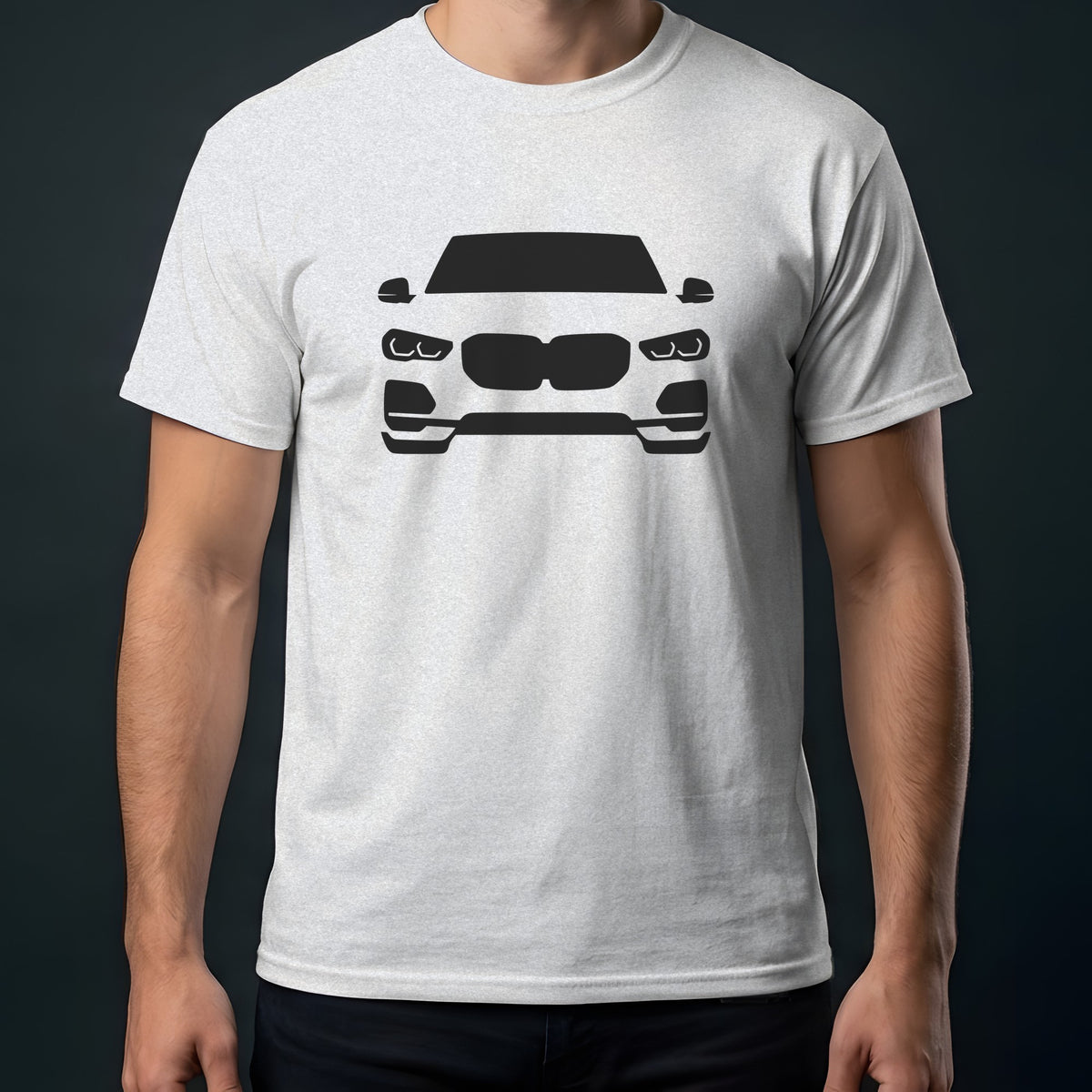 BMW X5 2019-2026 front view t-shirt in Ash