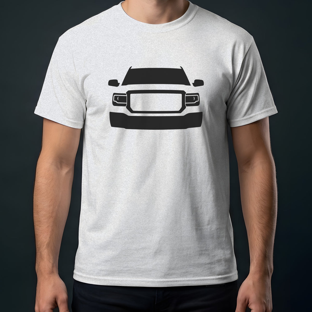 GMC Sierra 2014-2018 front view t-shirt in Ash
