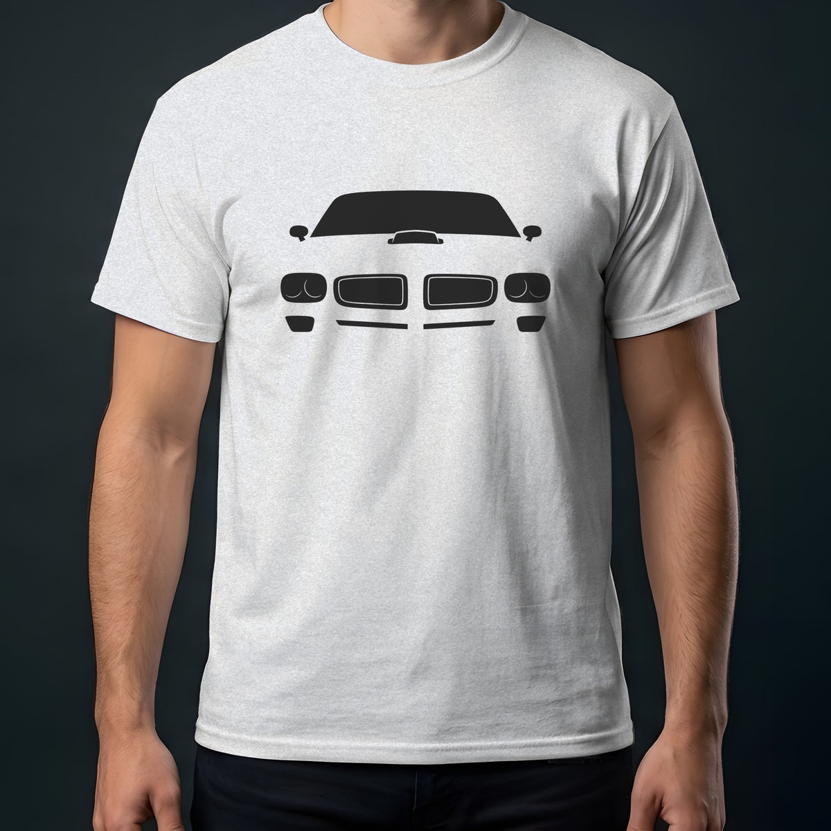 Pontiac Firebird Trans Am 1970-1973 front view t-shirt in Ash