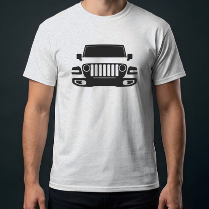 Jeep Wrangler JL 2018-2026 front view t-shirt in Ash
