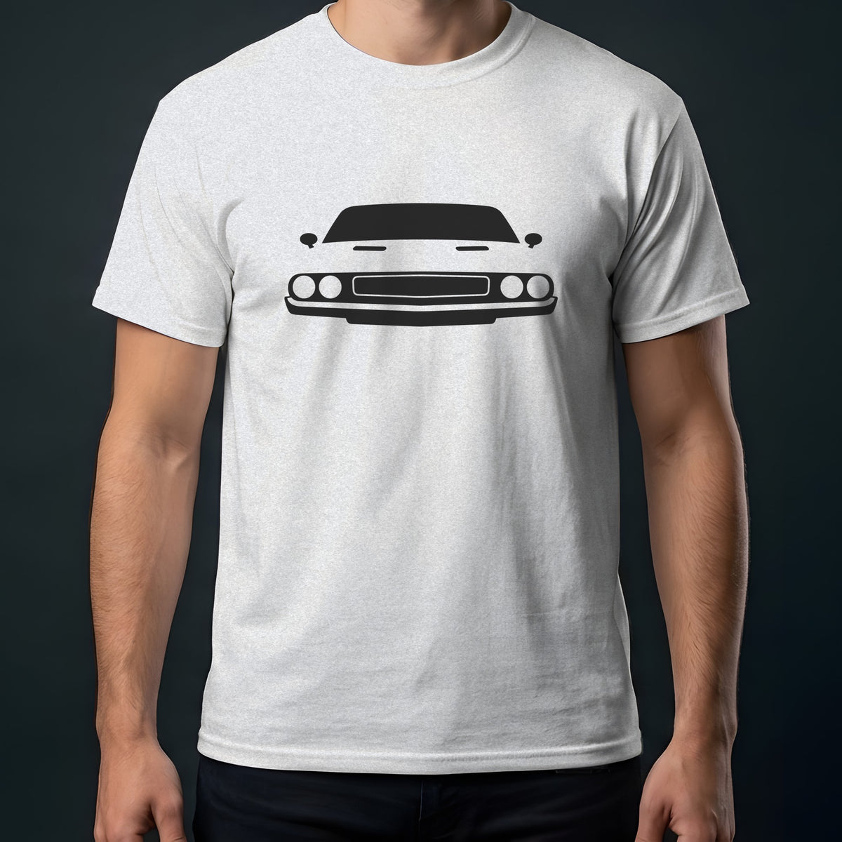 Dodge Challenger 1970-1974 front view t-shirt in Ash