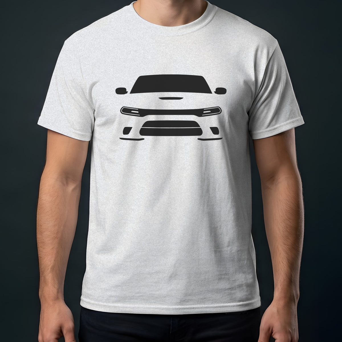 Dodge Charger Daytona 2024-2026 front view t-shirt in Ash