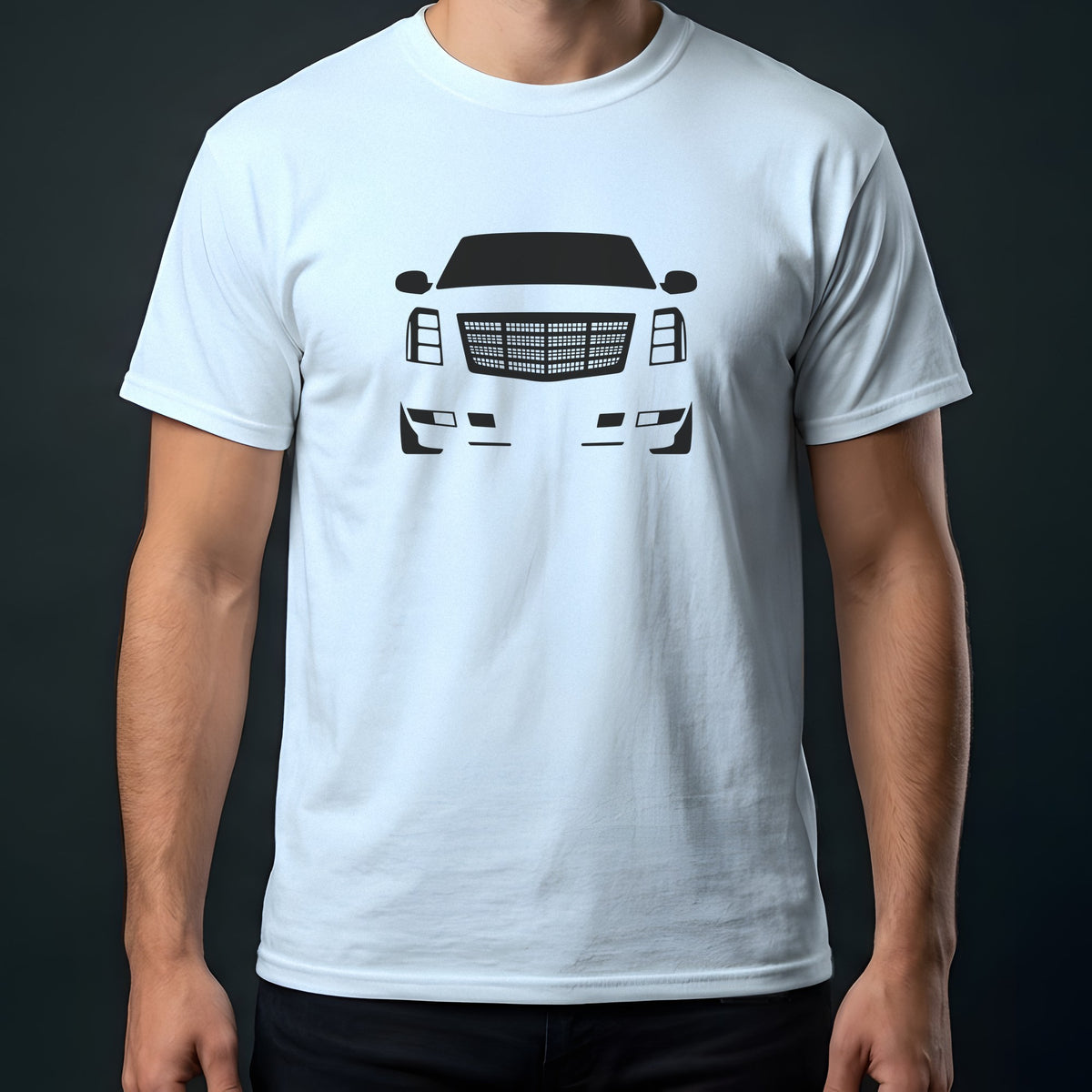 Cadillac Escalade 2007-2014 front view t-shirt in Light Blue