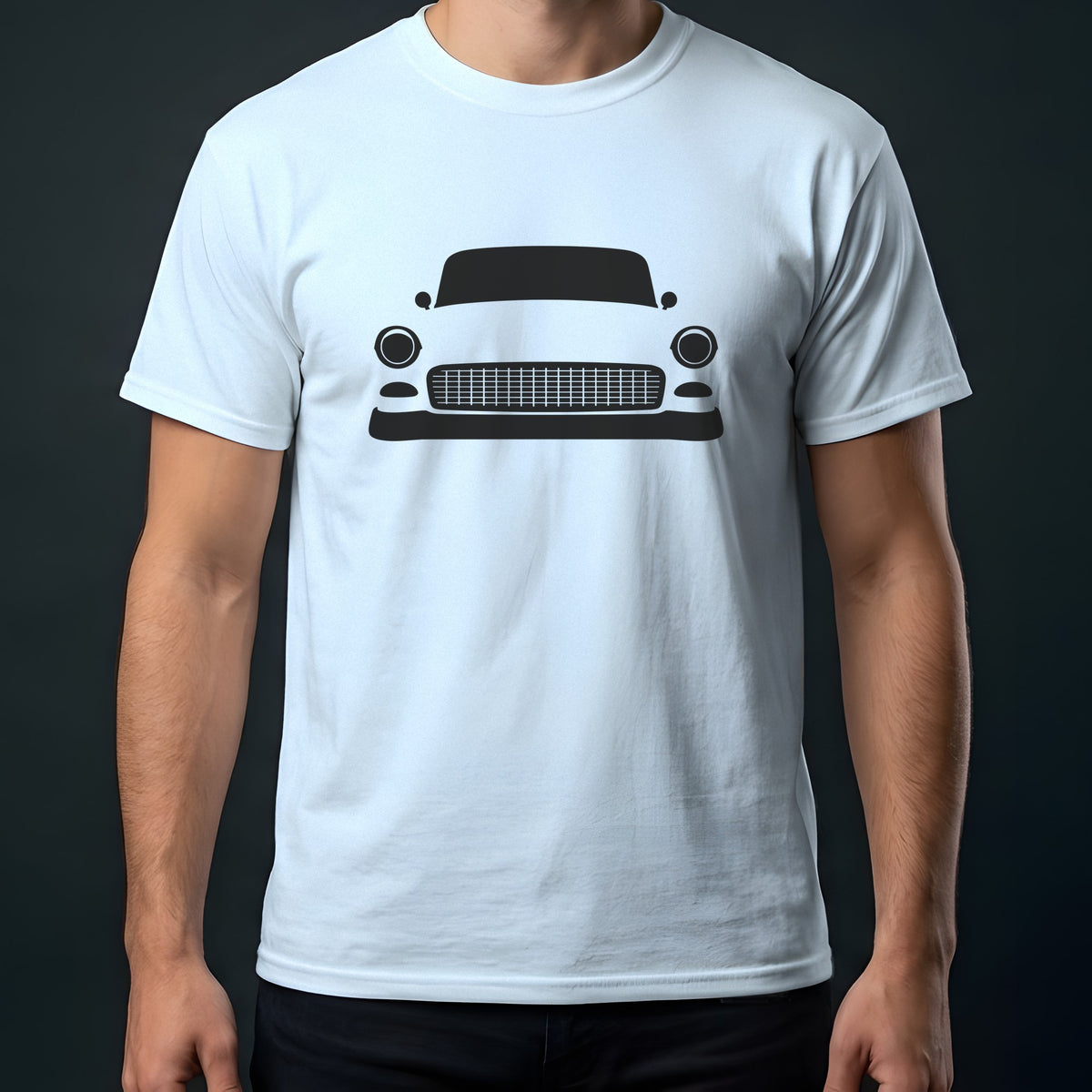 Chevrolet Bel Air 1955 front view t-shirt in Light Blue
