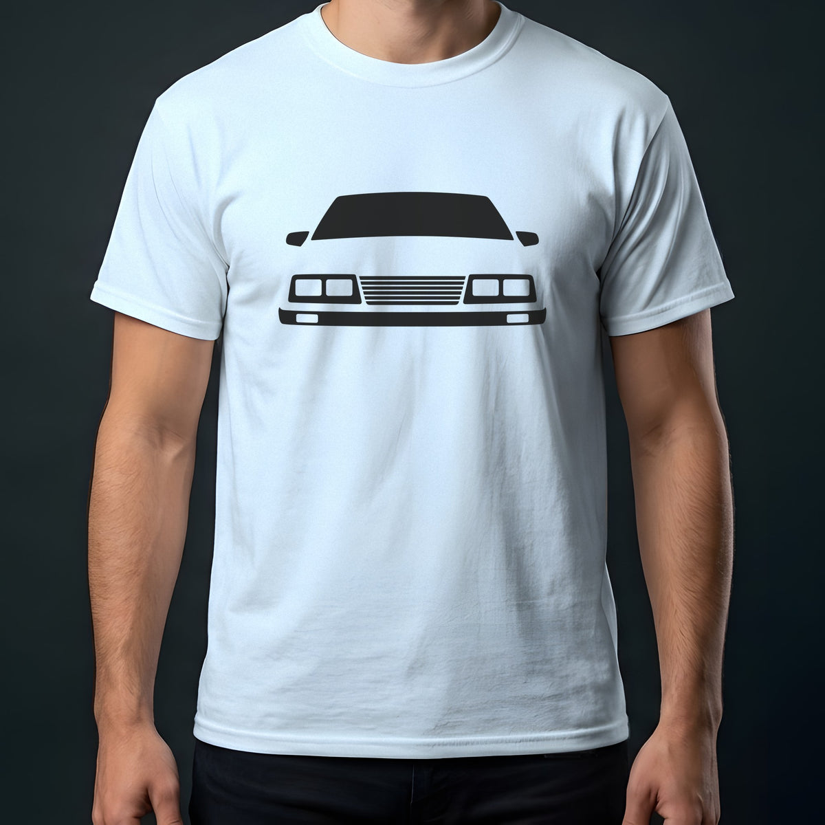 Ford Mustang 1979-1986 front view t-shirt in Light Blue