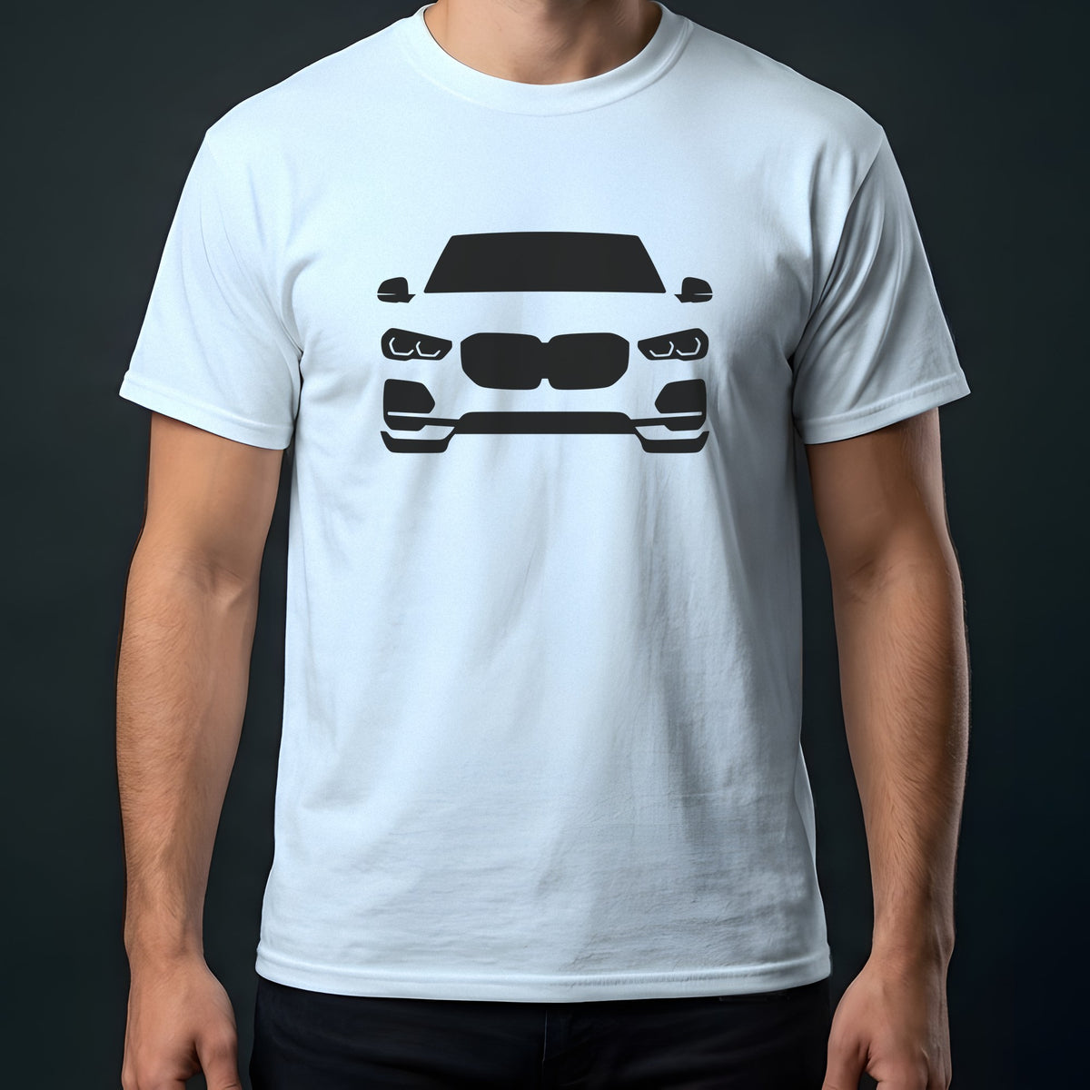 BMW X5 2019-2026 front view t-shirt in Light Blue