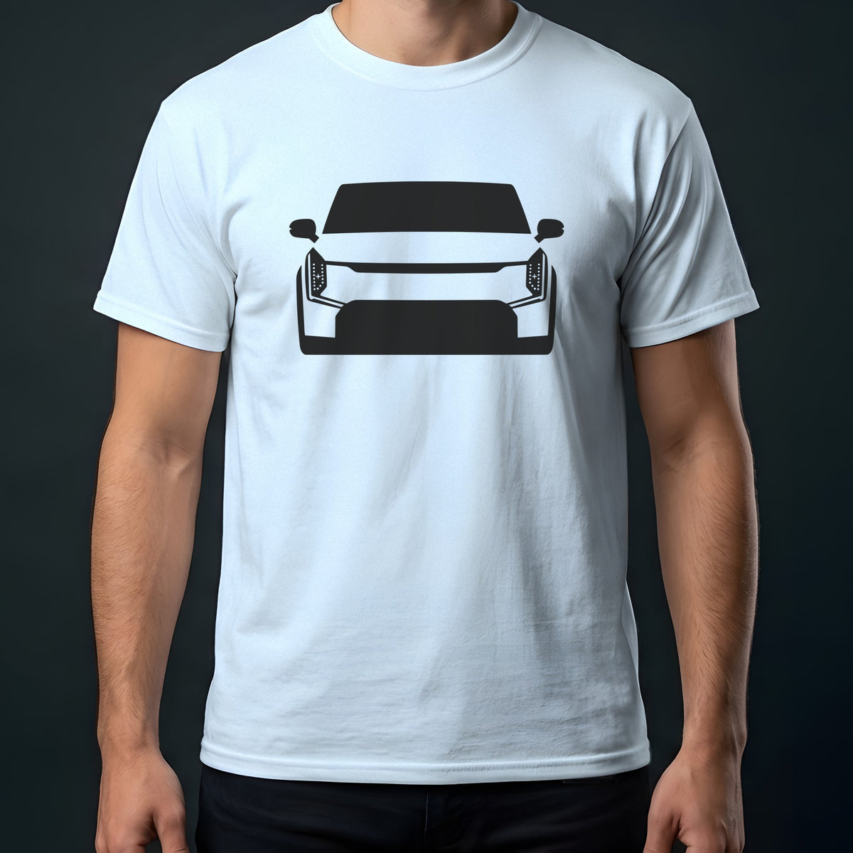 Kia EV9 2024-2026 front view t-shirt in Light Blue