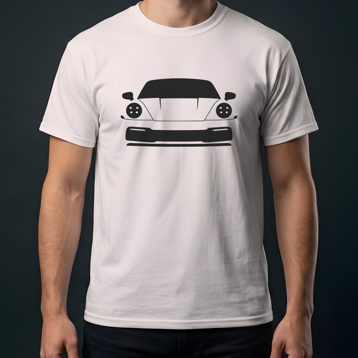 Porsche 911 992 2020-2026 front view t-shirt in Ice Grey