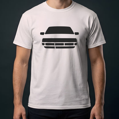 Audi Quattro 1980-1991 front view t-shirt in Ice Grey