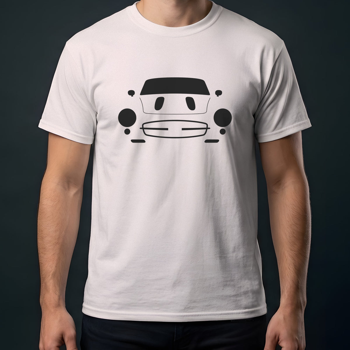 Mercedes-Benz 300SL Gullwing 1954-1957 front view t-shirt in Ice Grey