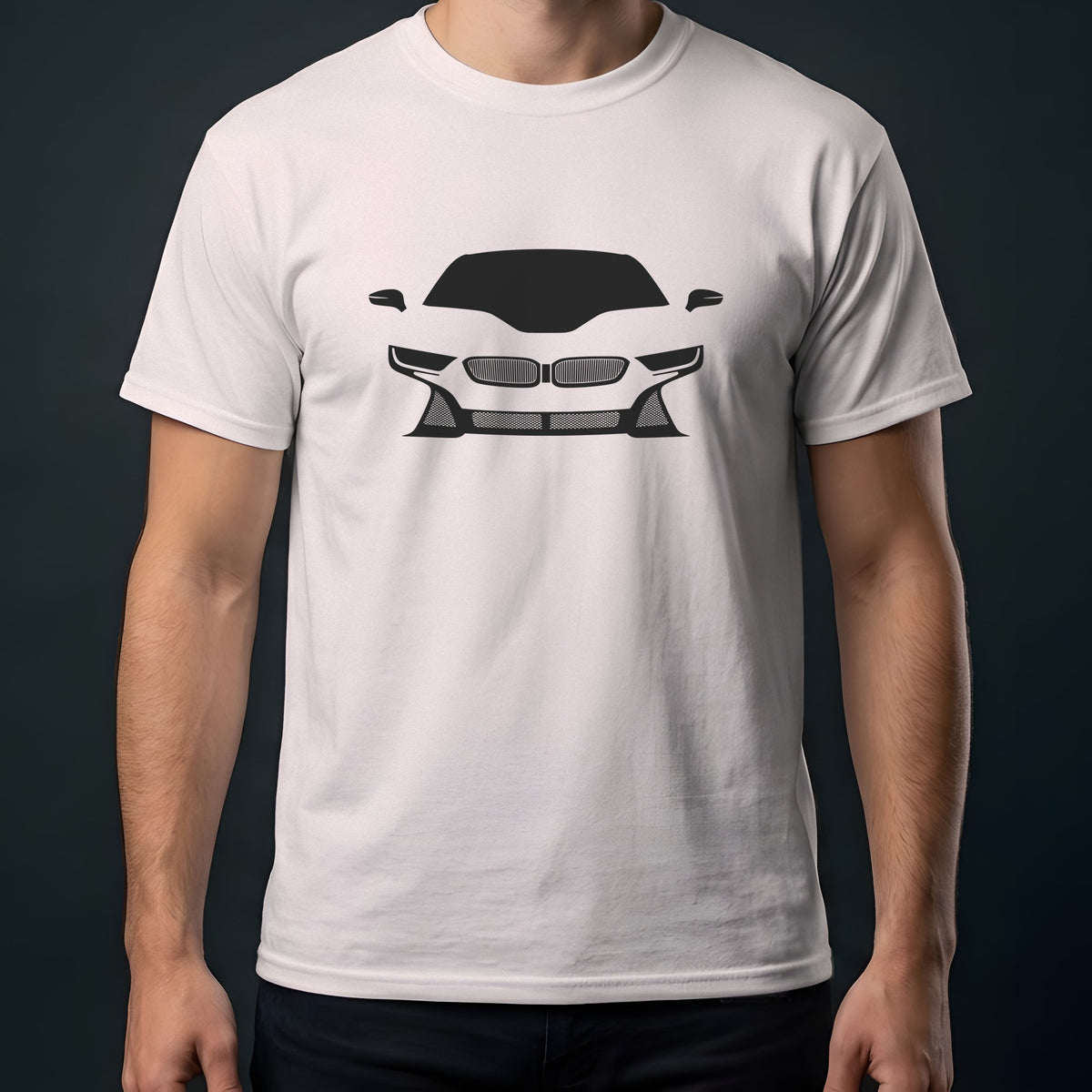 BMW i8 2014-2020 front view t-shirt in Ice Grey