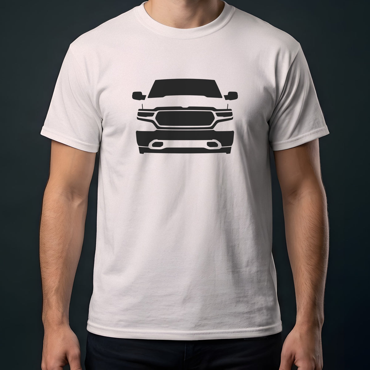 Ram 1500 2025-2026 front view t-shirt in Ice Grey