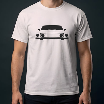 Ford Mustang 1969-1970 front view t-shirt in Ice Grey