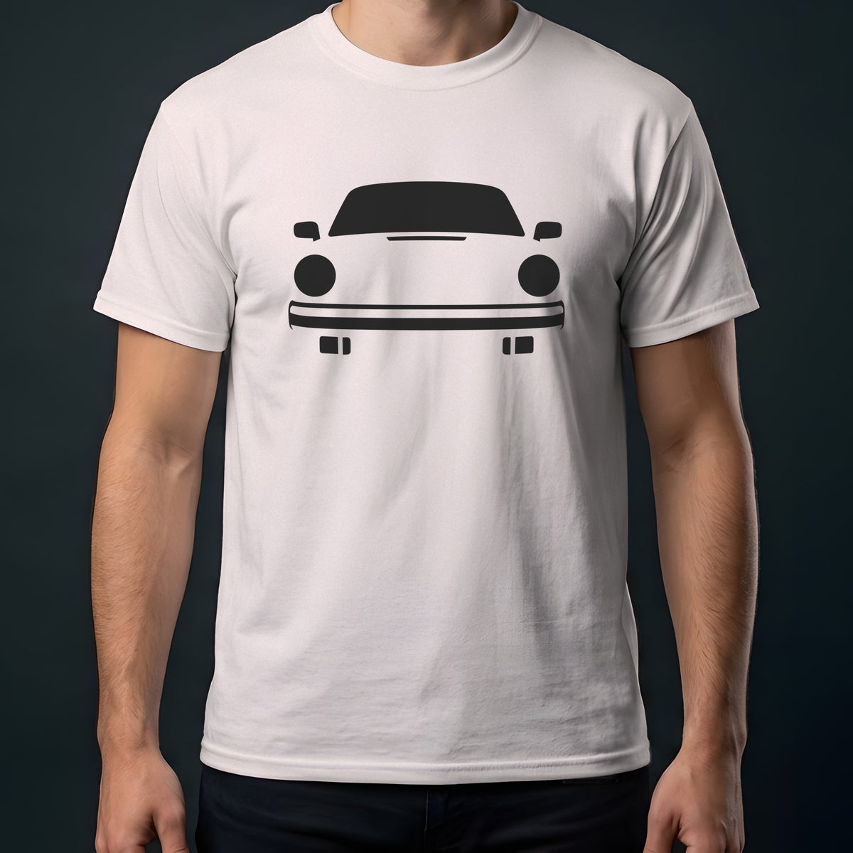 Porsche 911 1974-1989 front view t-shirt in Ice Grey