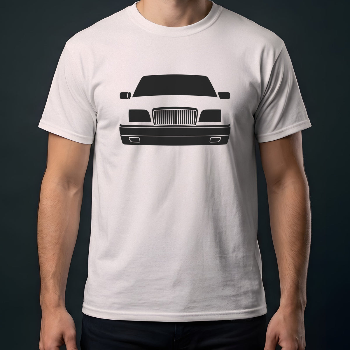 Mercedes-Benz E-Class W124 1986-1995 front view t-shirt in Ice Grey