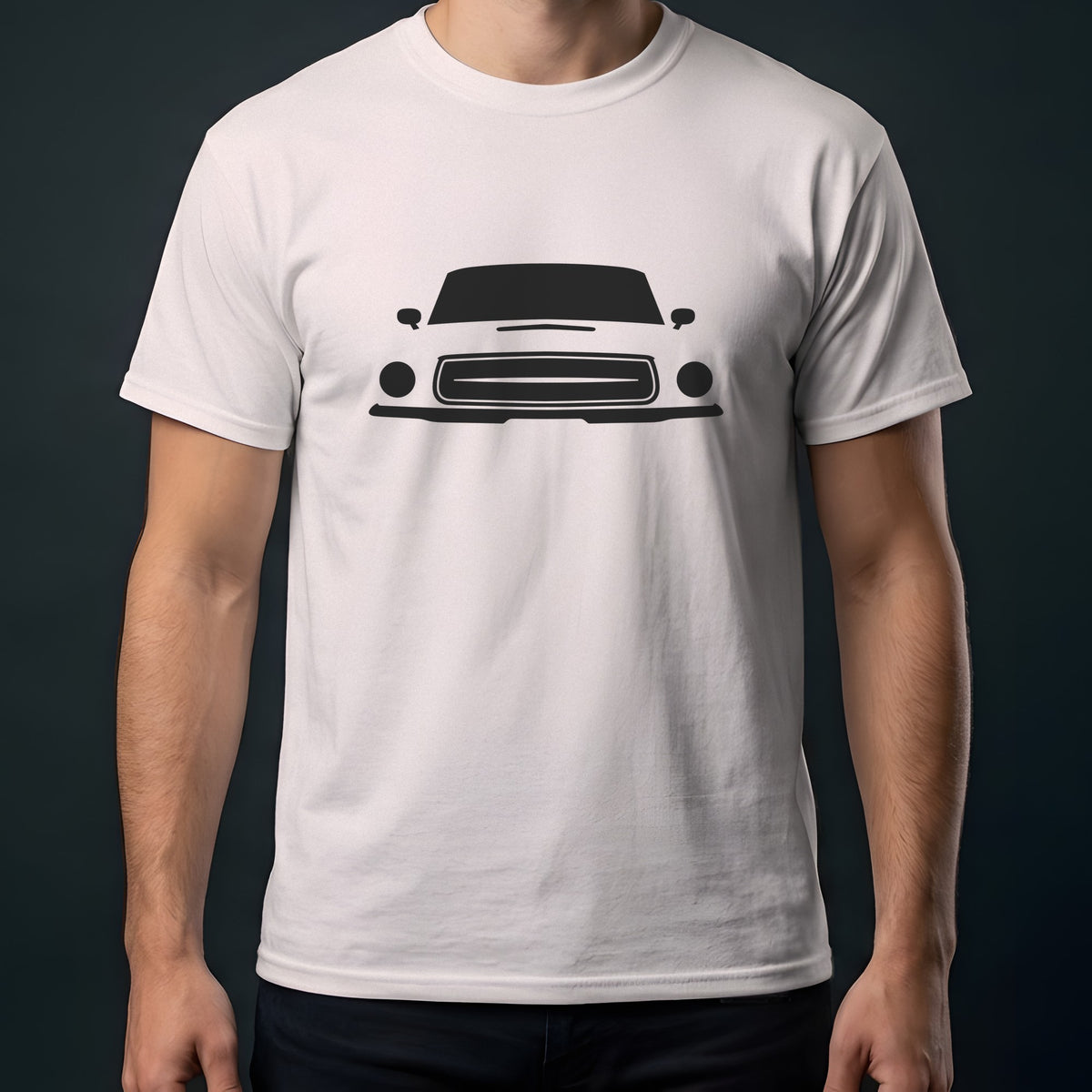 Ford Mustang 1967-1968 front view t-shirt in Ice Grey
