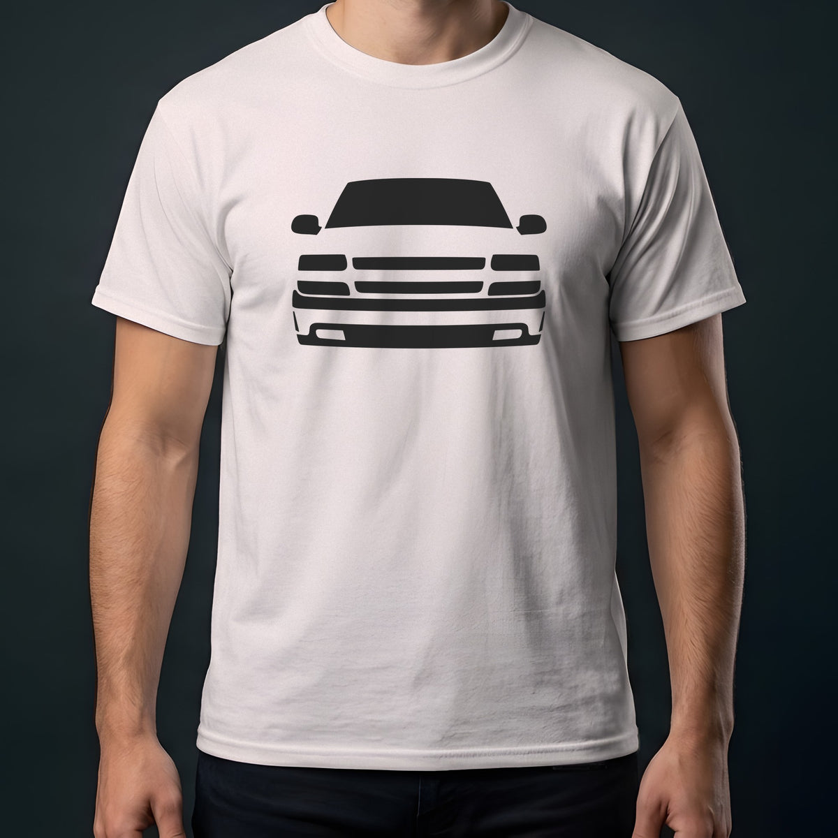 Chevrolet Silverado 1999-2002 front view t-shirt in Ice Grey