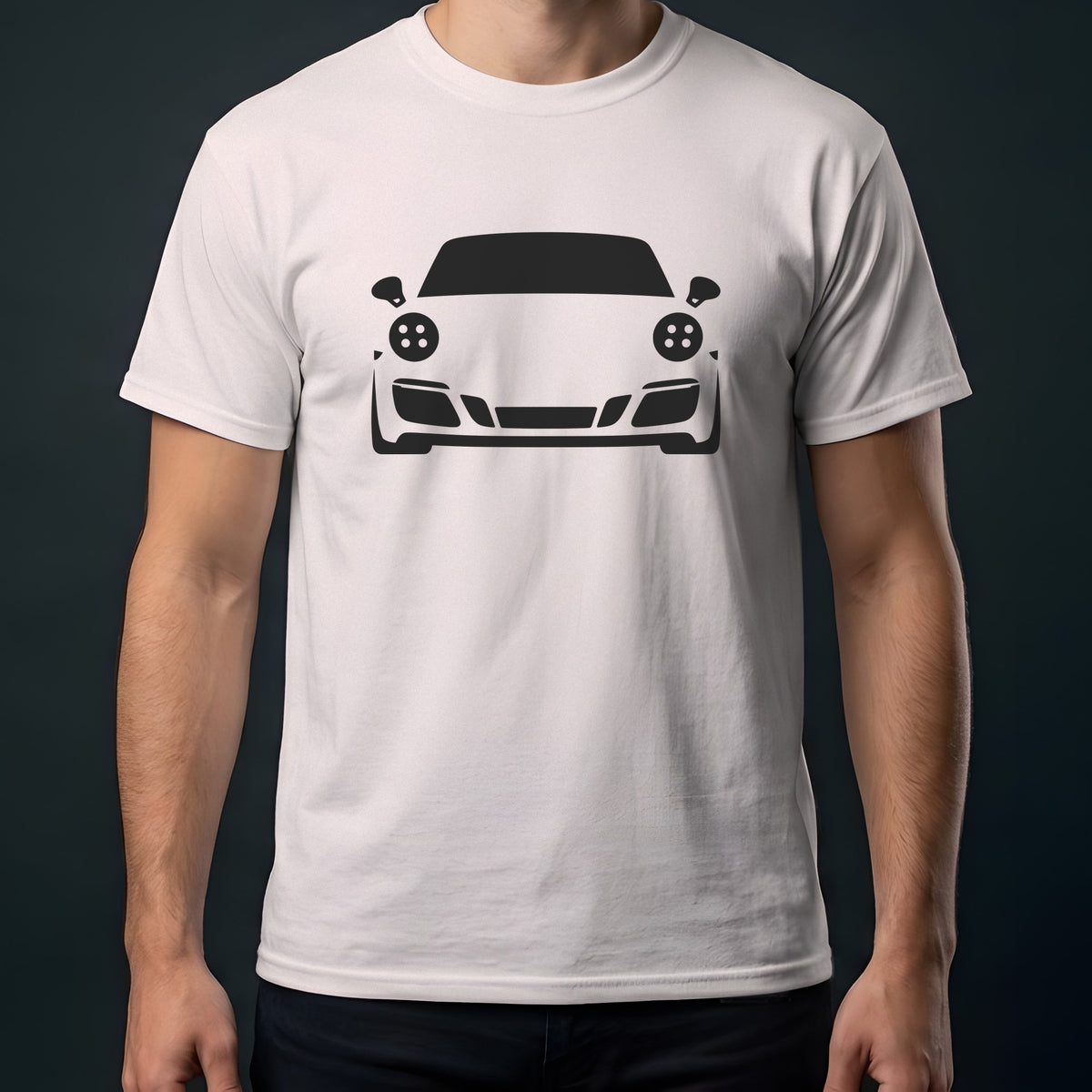 Porsche 911 991 2012-2019 front view t-shirt in Ice Grey