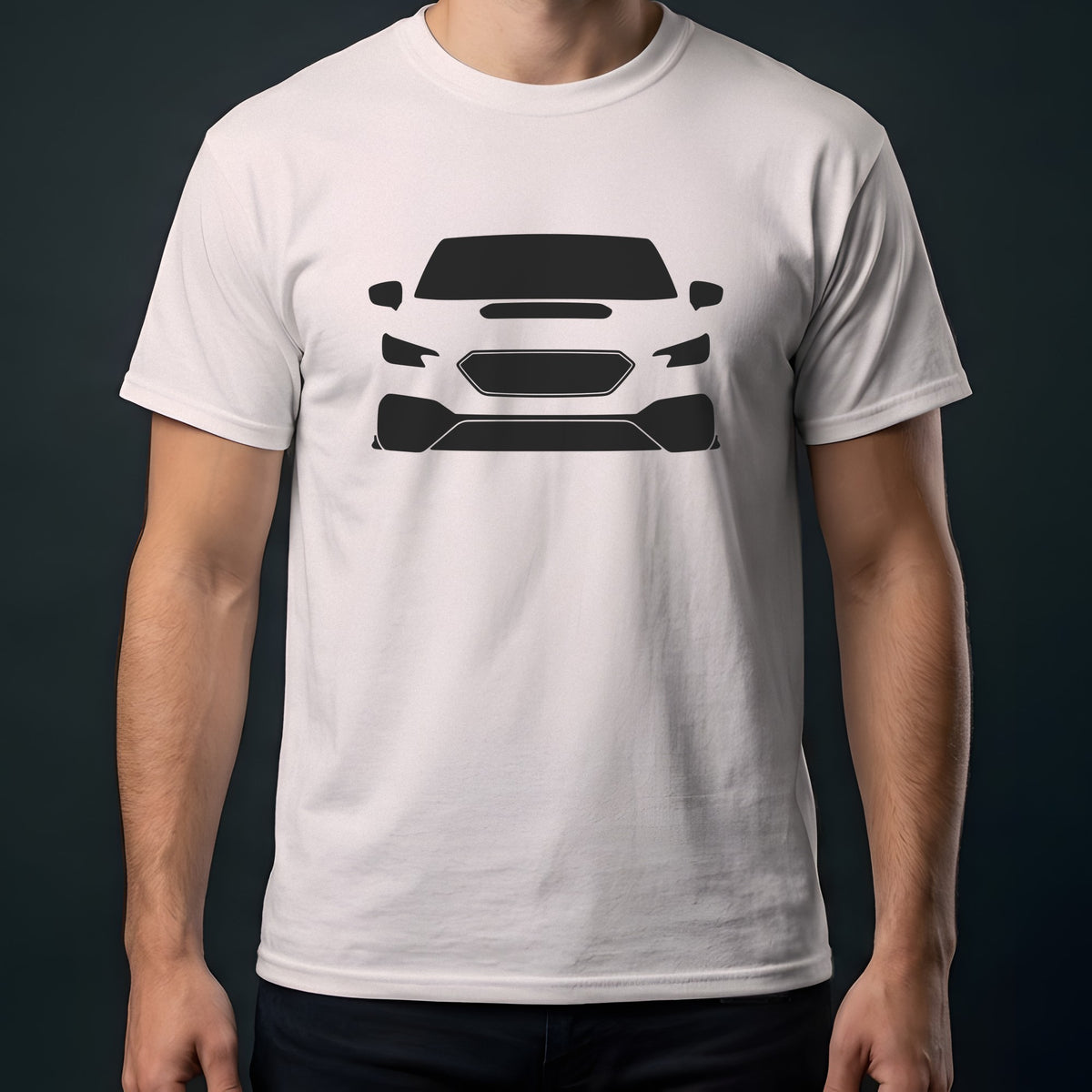 Subaru WRX 2022-2026 front view t-shirt in Ice Grey