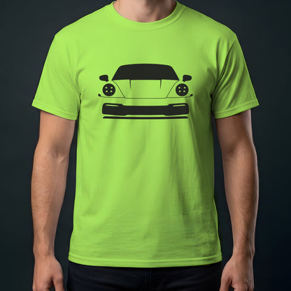 Porsche 911 992 2020-2026 front view t-shirt in Lime