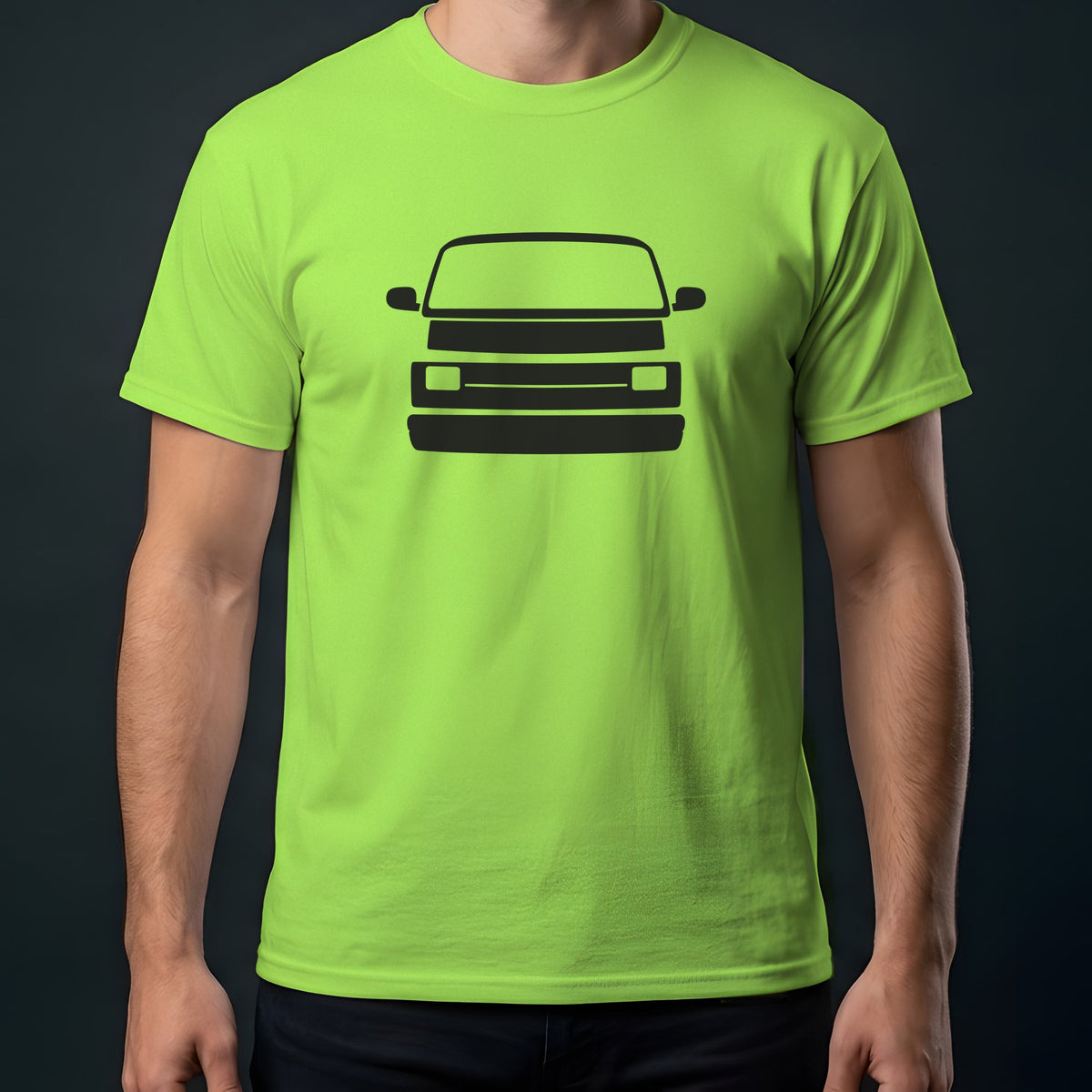 Dodge Ram Van 1971-2003 front view t-shirt in Lime