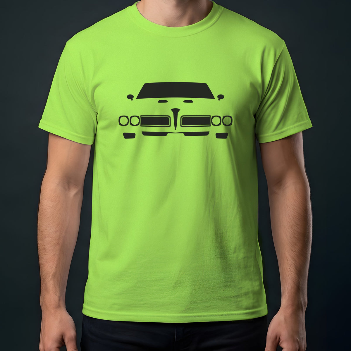 Pontiac GTO 1968-1972 front view t-shirt in Lime