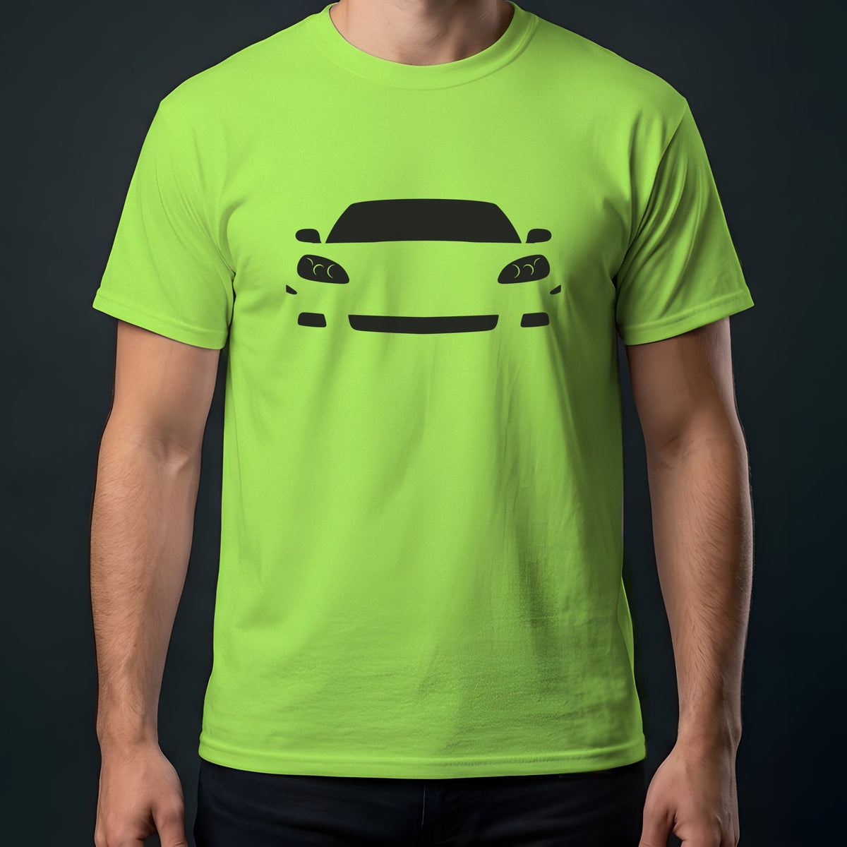 Chevrolet Corvette 2005-2013 front view t-shirt in Lime