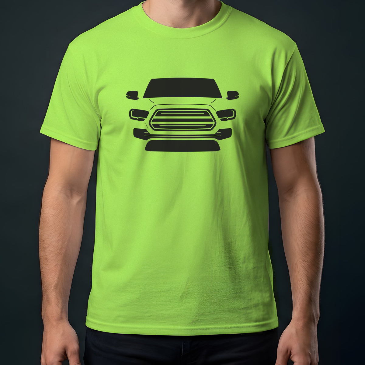 Toyota Tacoma 2016-2023 front view t-shirt in Lime