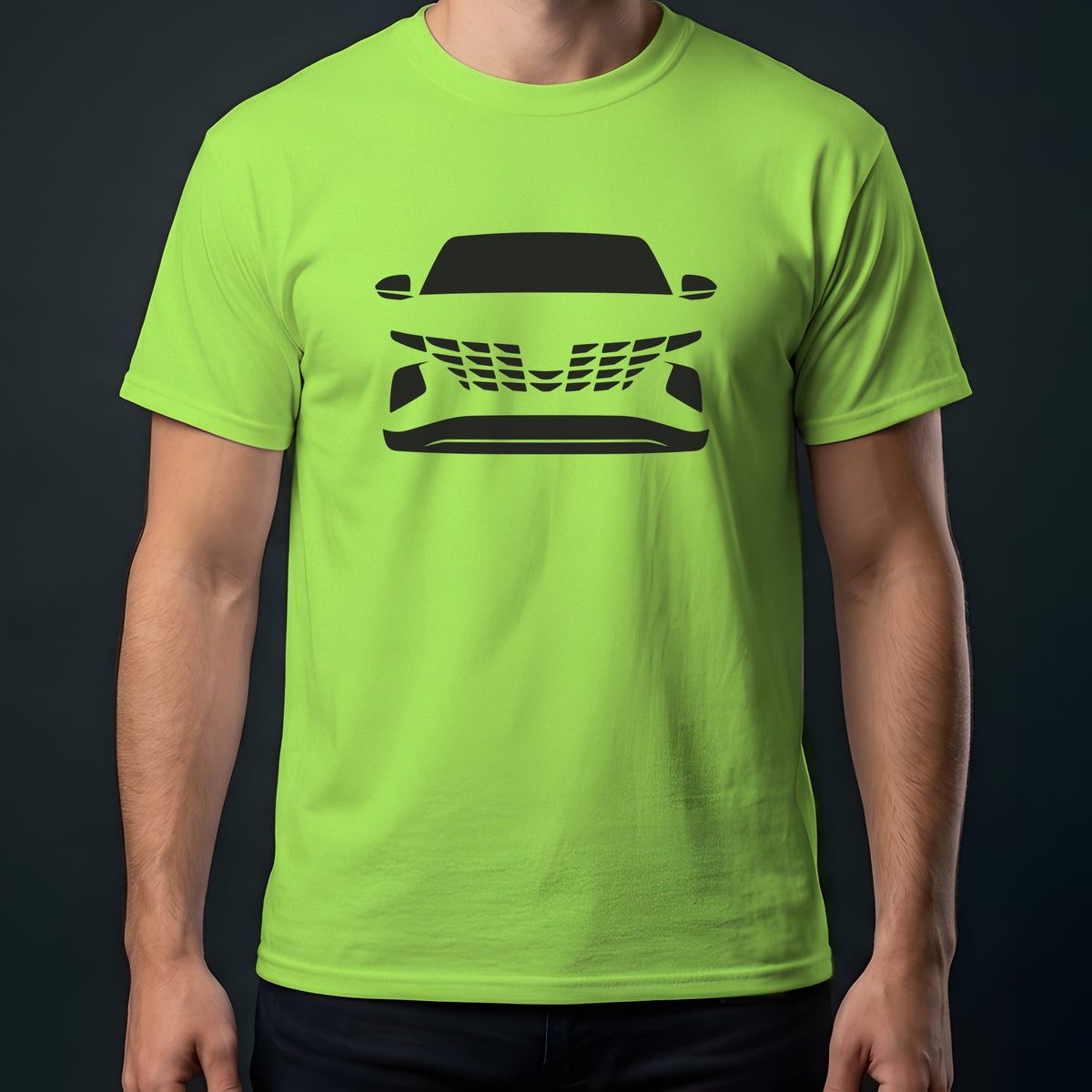 Hyundai Tucson 2022-2026 front view t-shirt in Lime
