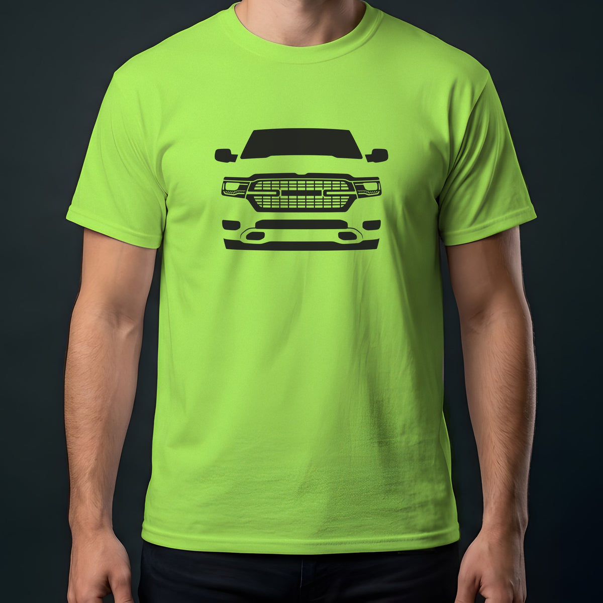 Ram 1500 2019-2024 front view t-shirt in Lime