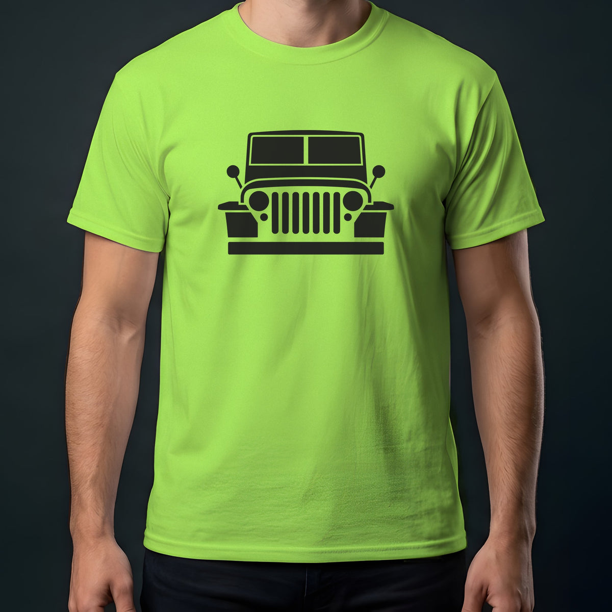 Jeep Willys MB 1941-1945 front view t-shirt in Lime