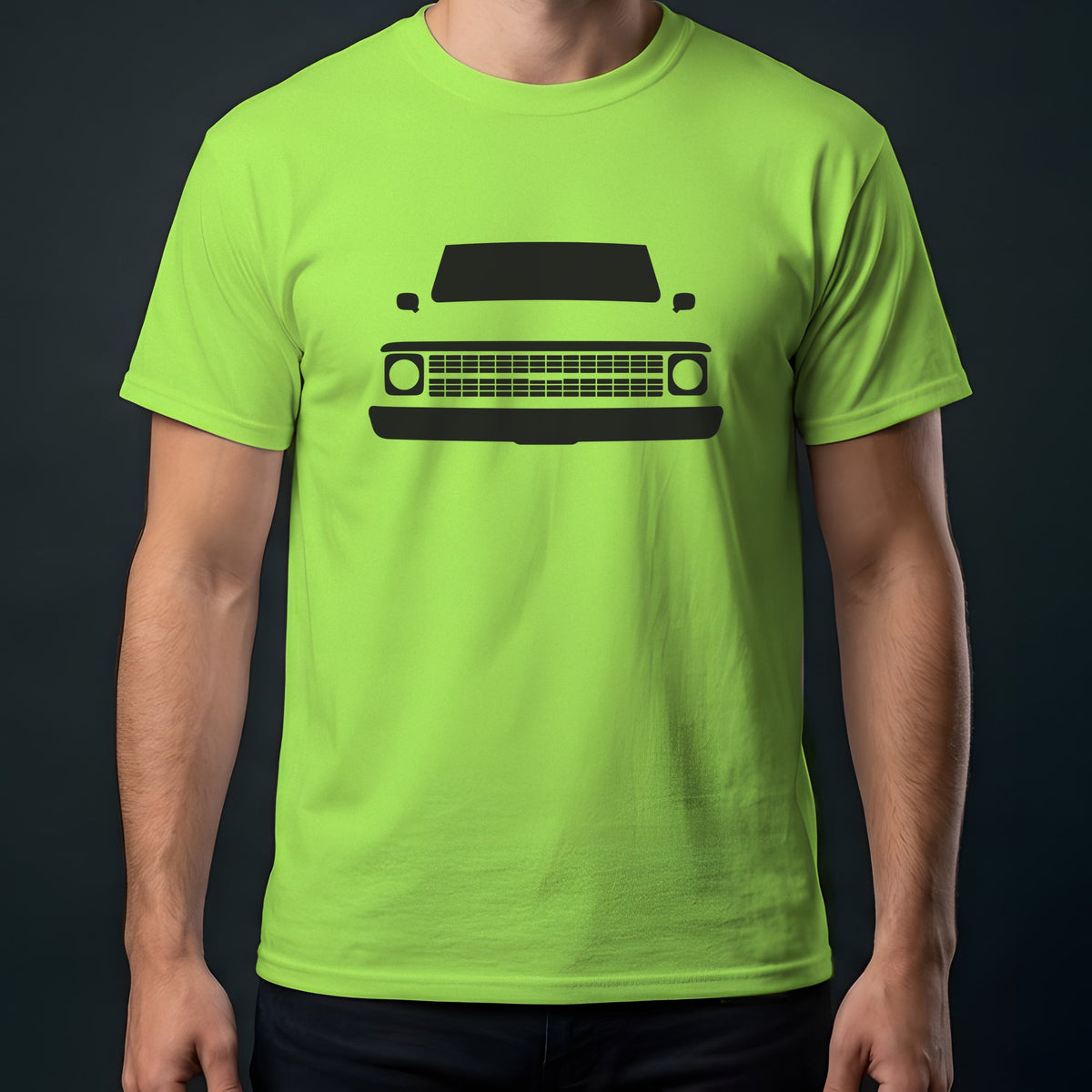 Chevrolet C10 Pickup 1967-1972 front view t-shirt in Lime