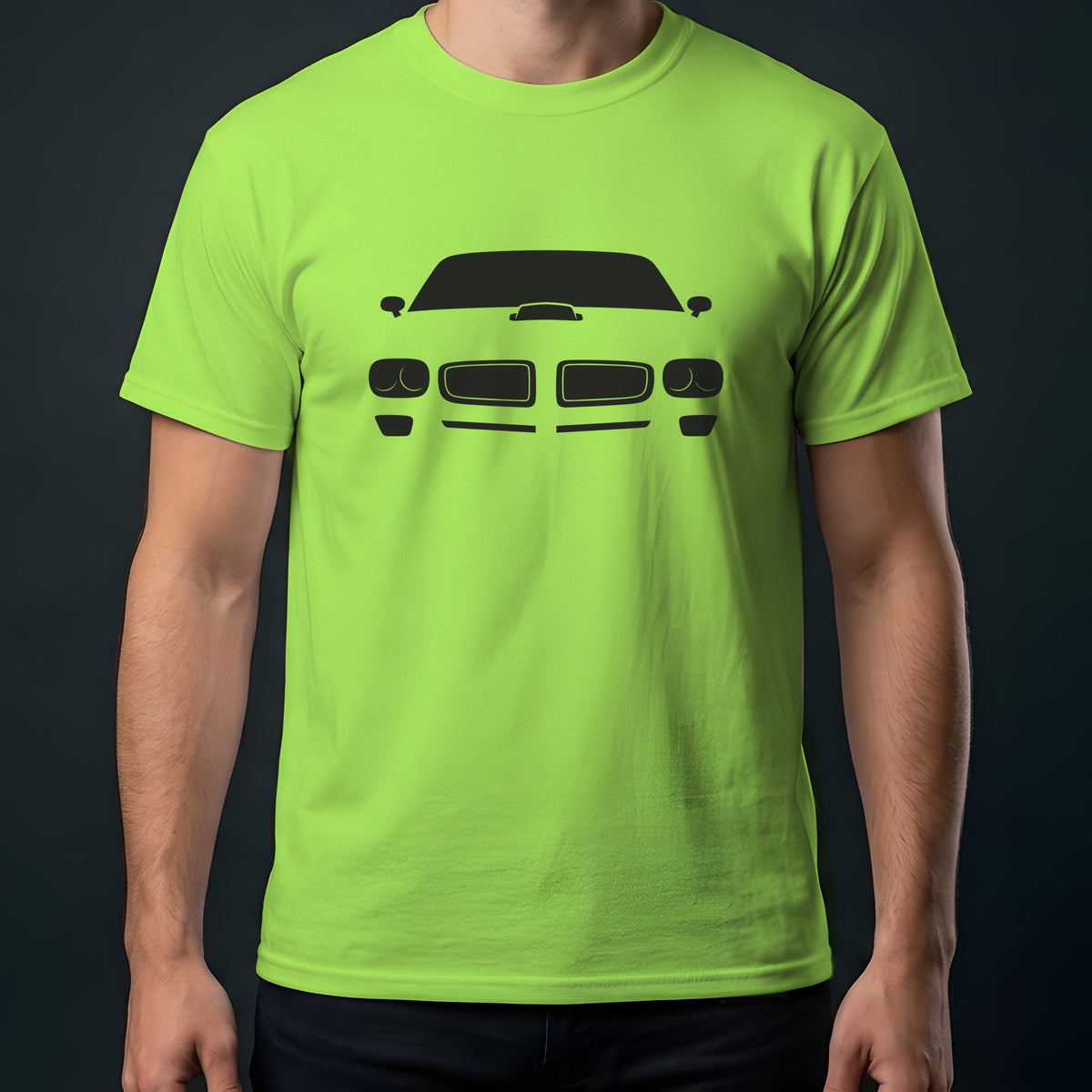 Pontiac Firebird Trans Am 1970-1973 front view t-shirt in Lime