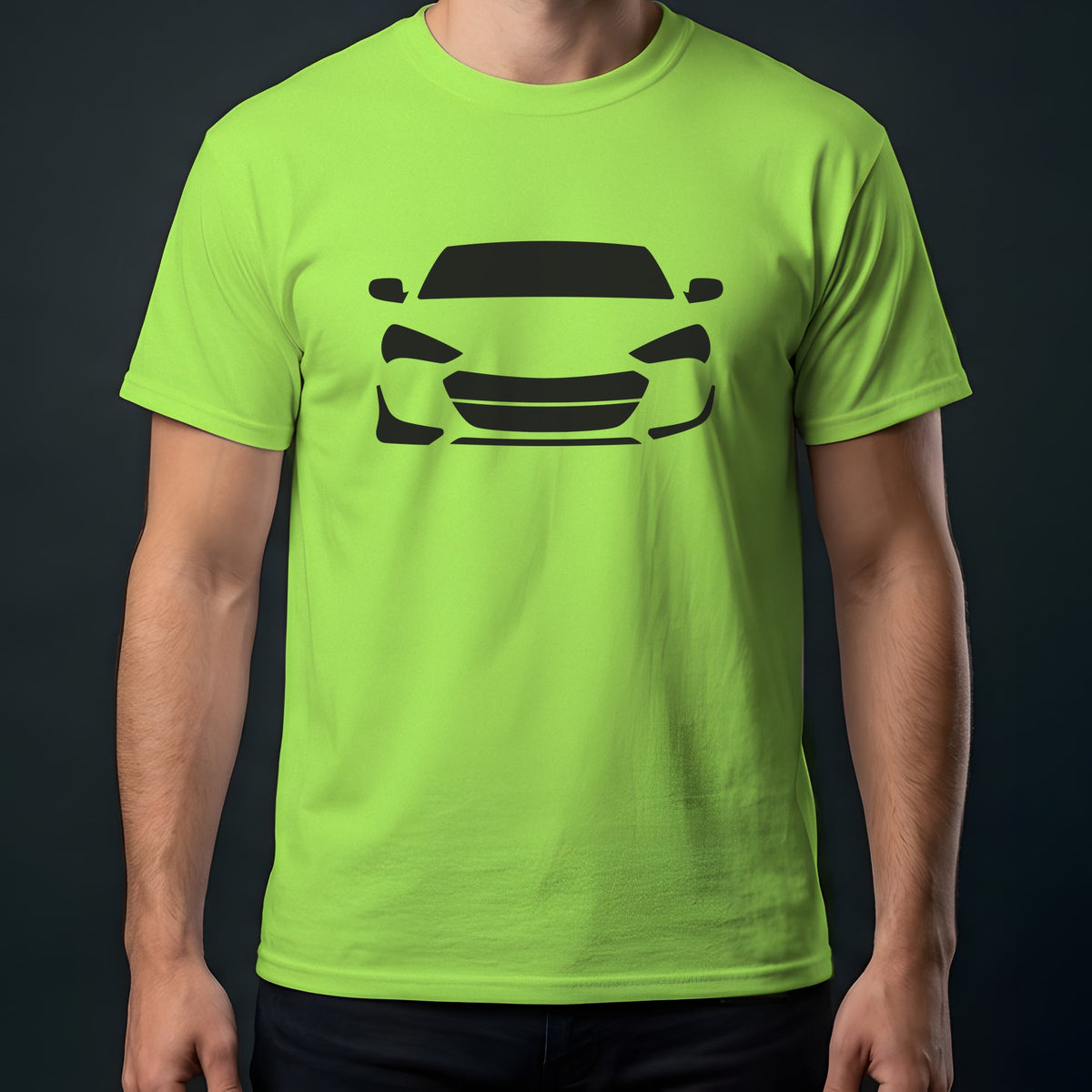 Hyundai Genesis Coupe 2010-2016 front view t-shirt in Lime