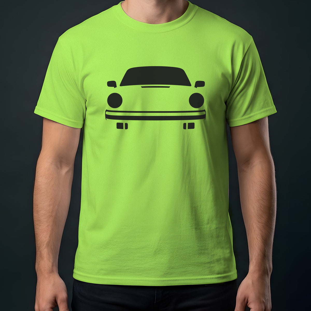 Porsche 911 1974-1989 front view t-shirt in Lime