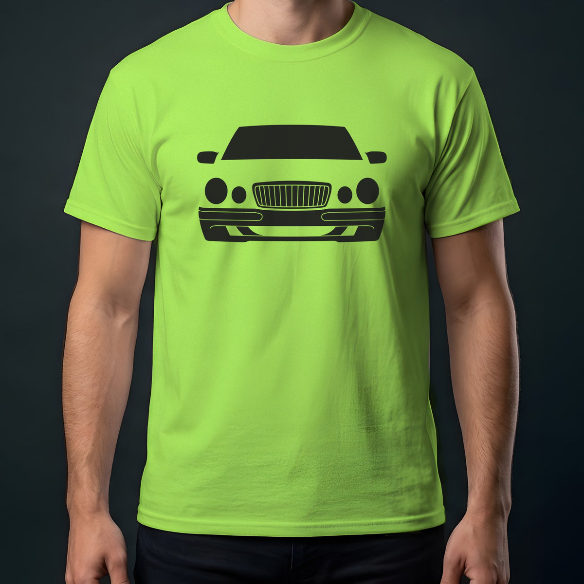 Mercedes-Benz E-Class W210 1996-2002 front view t-shirt in Lime