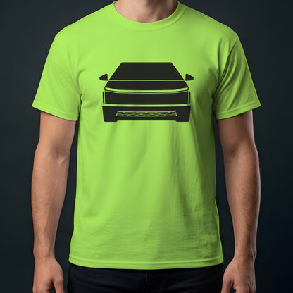 Tesla Cybertruck 2024-2026 front view t-shirt in Lime