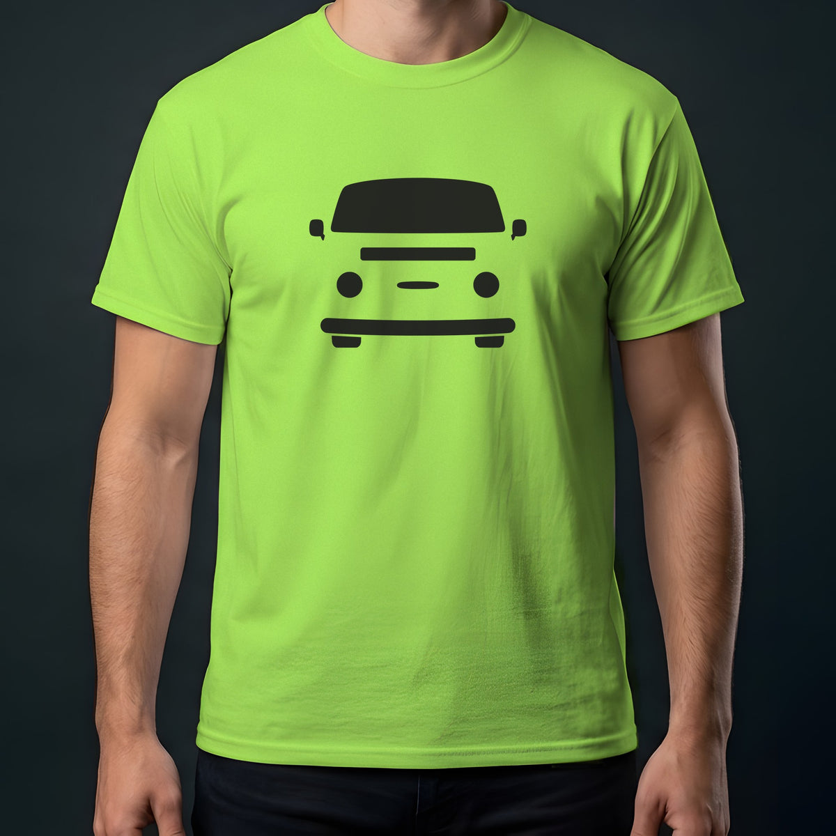 Volkswagen Bus Type 2 1968-1979 front view t-shirt in Lime