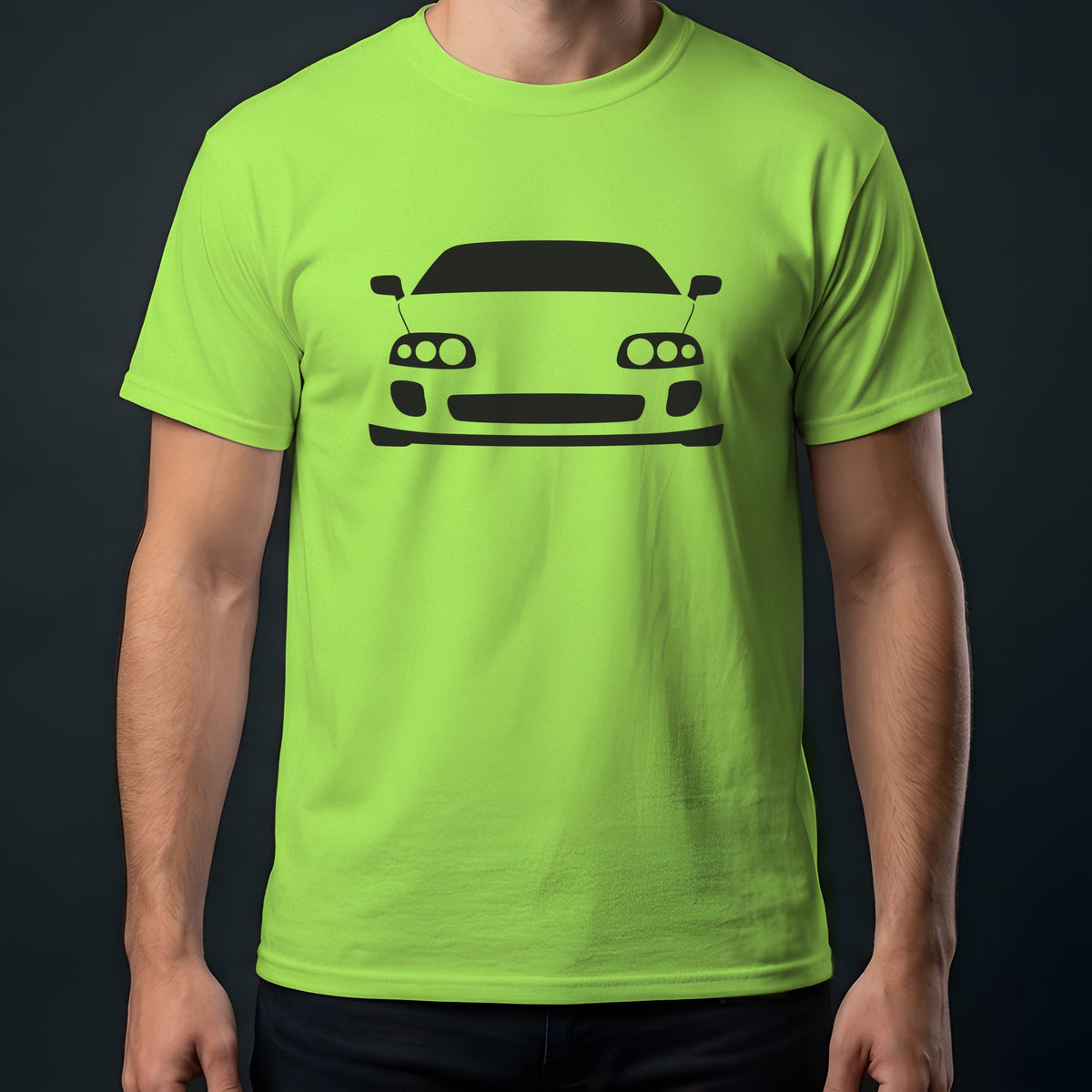 Toyota Supra 1993-2002 front view t-shirt in Lime