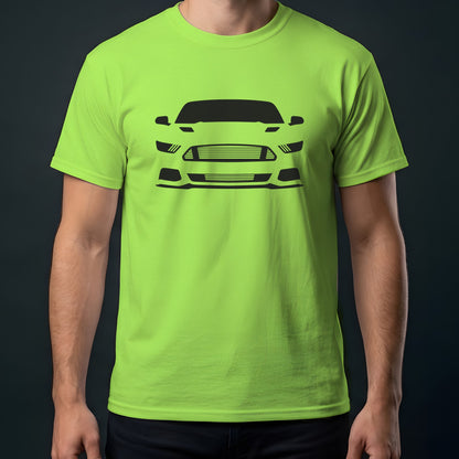 Ford Mustang 2015-2017 front view t-shirt in Lime